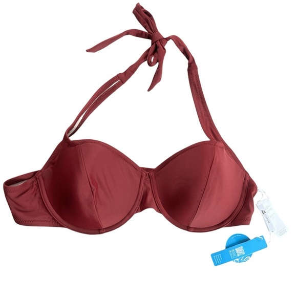 Cupshe New with Tags Keep It Cool Paneled Halter Underwire Red Bikini Top - Picture 5 of 5